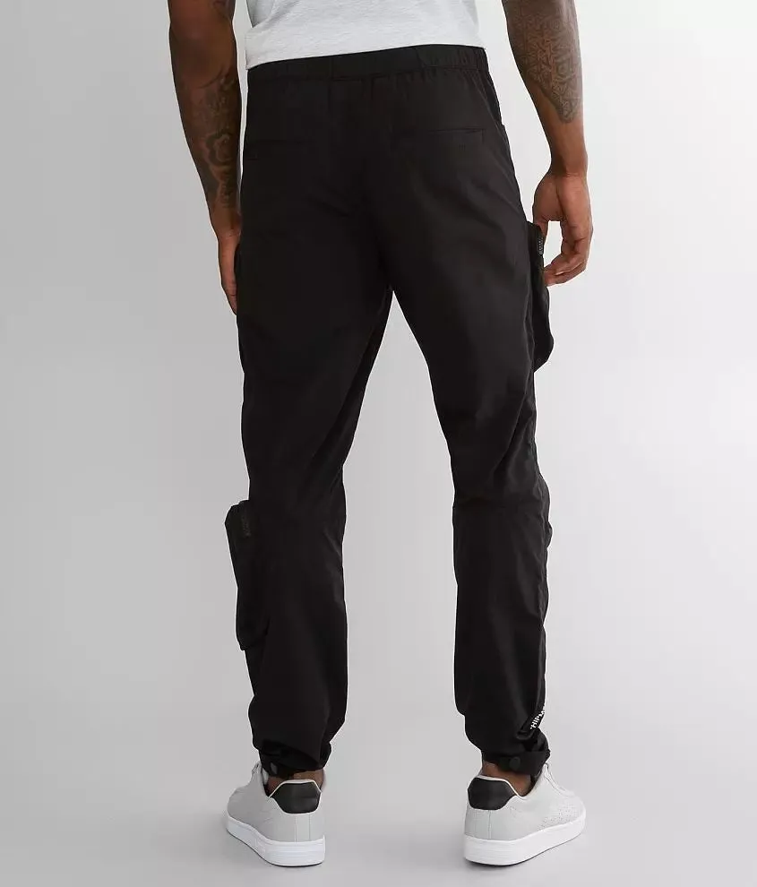 Smoke Rise Mens Black Cargo Open Bottom Jogger Slim Fit pants