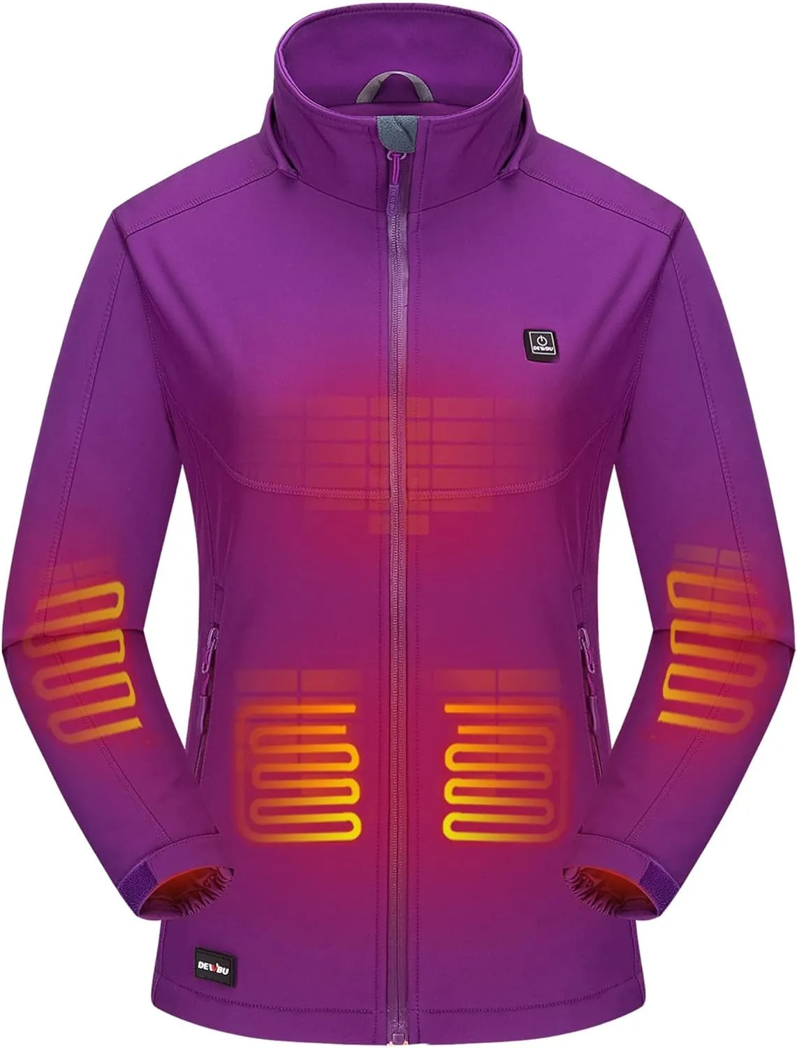 Soft Shell Heated Jacket for Women with 12V Battery Pack and Detachable Hood Outdoor Electric Heating Coat