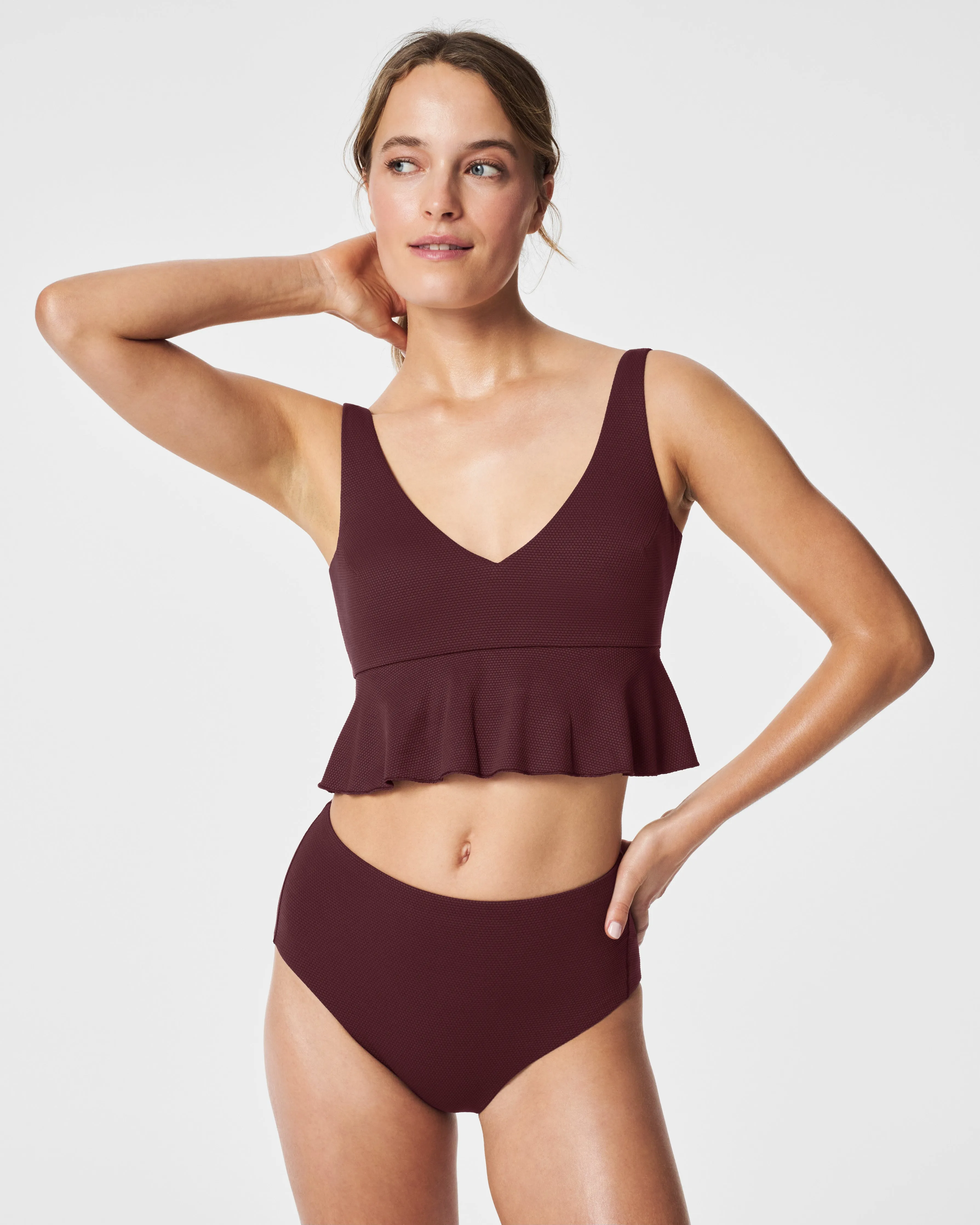 SPANXshape™ Swim Pique Longline Flounce Top