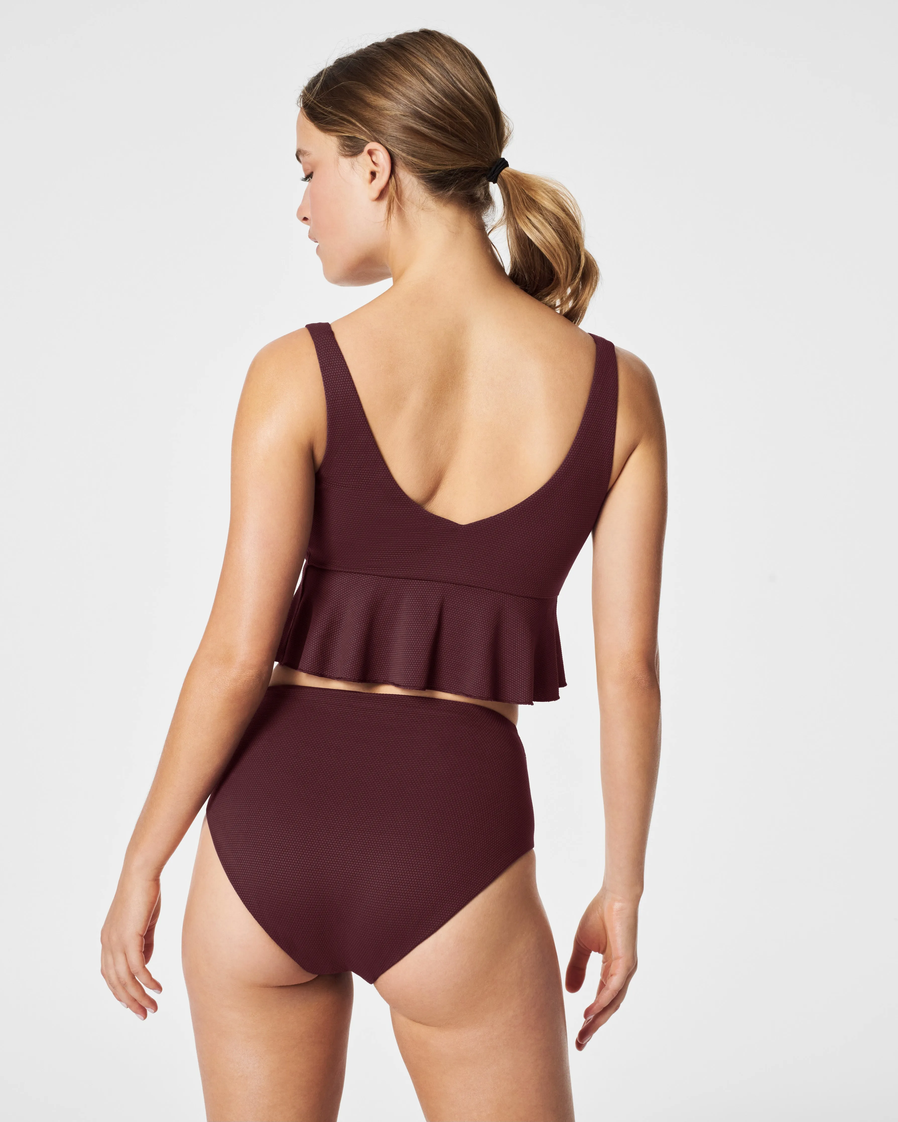 SPANXshape™ Swim Pique Longline Flounce Top