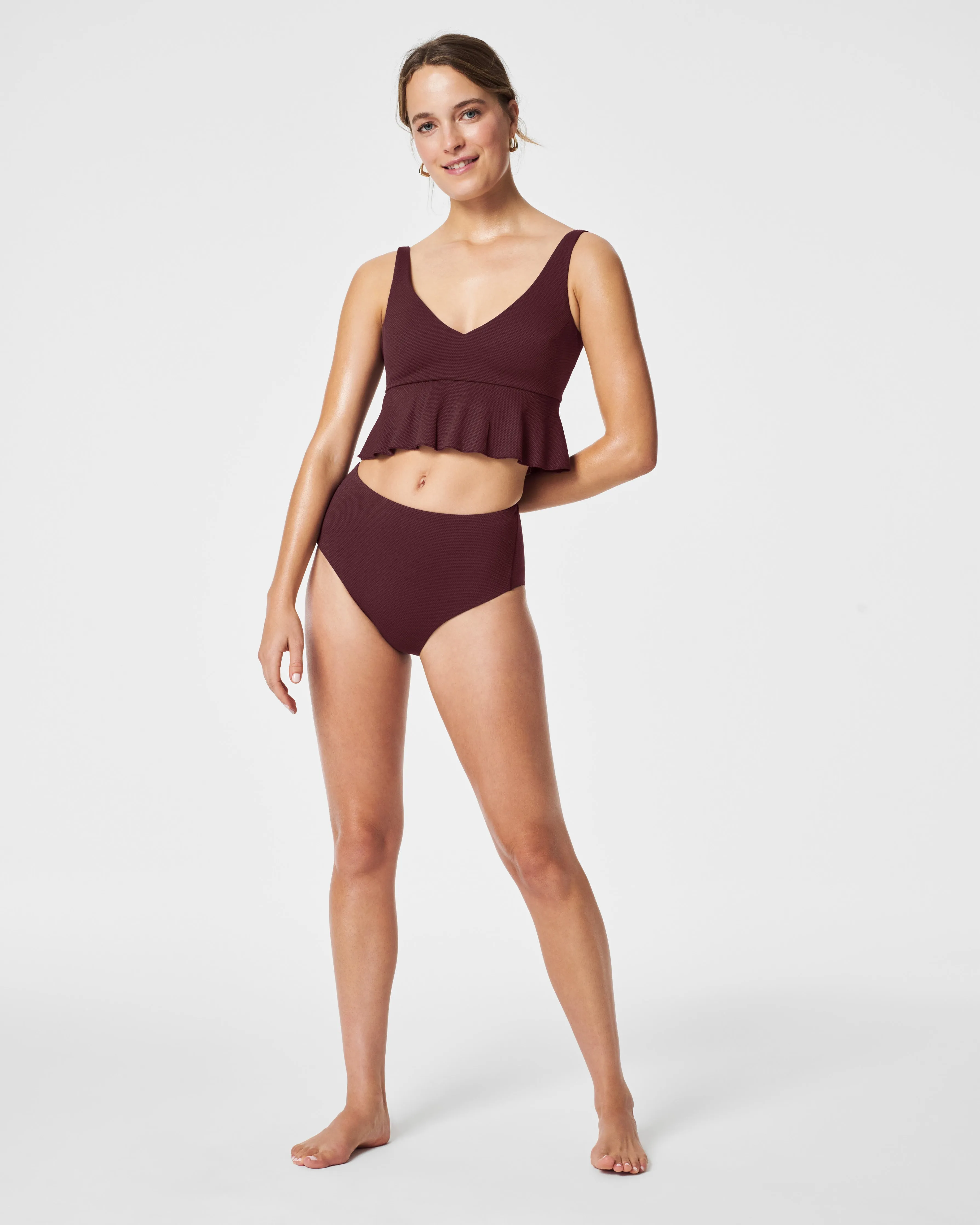 SPANXshape™ Swim Pique Longline Flounce Top