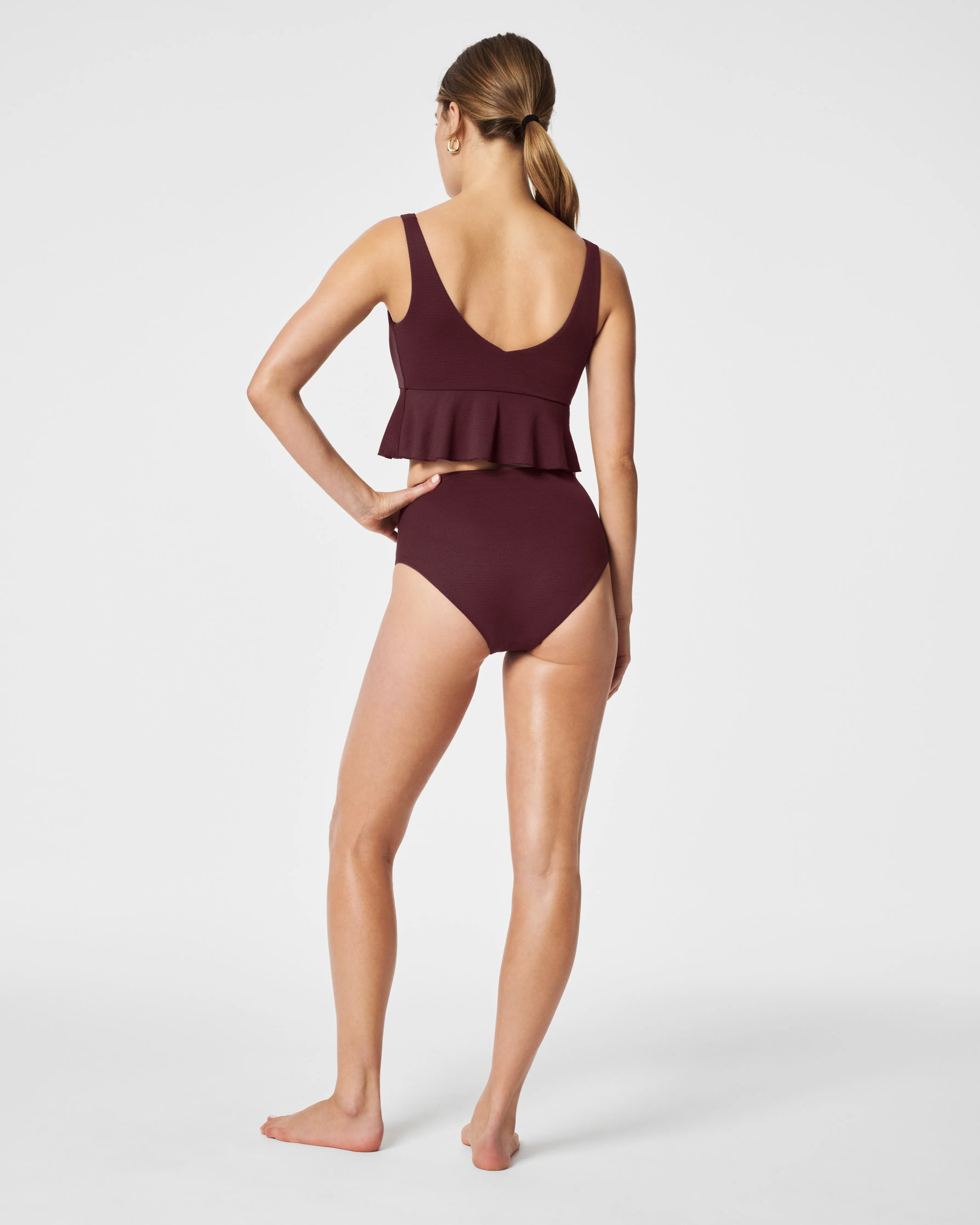 SPANXshape™ Swim Pique Longline Flounce Top