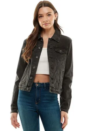 Stretch Solid ladies Casual Denim Jacket