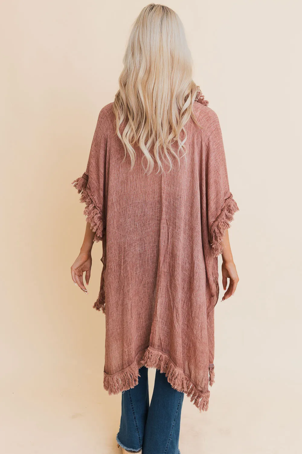 Sun Bleached Fringe Ruffle Kimono