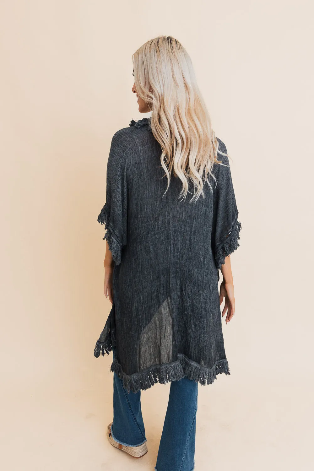 Sun Bleached Fringe Ruffle Kimono