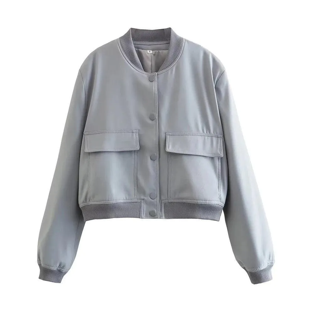 TRAF Women Vintage Bomber Jacket: Stylish Outerwear for Any Occasion