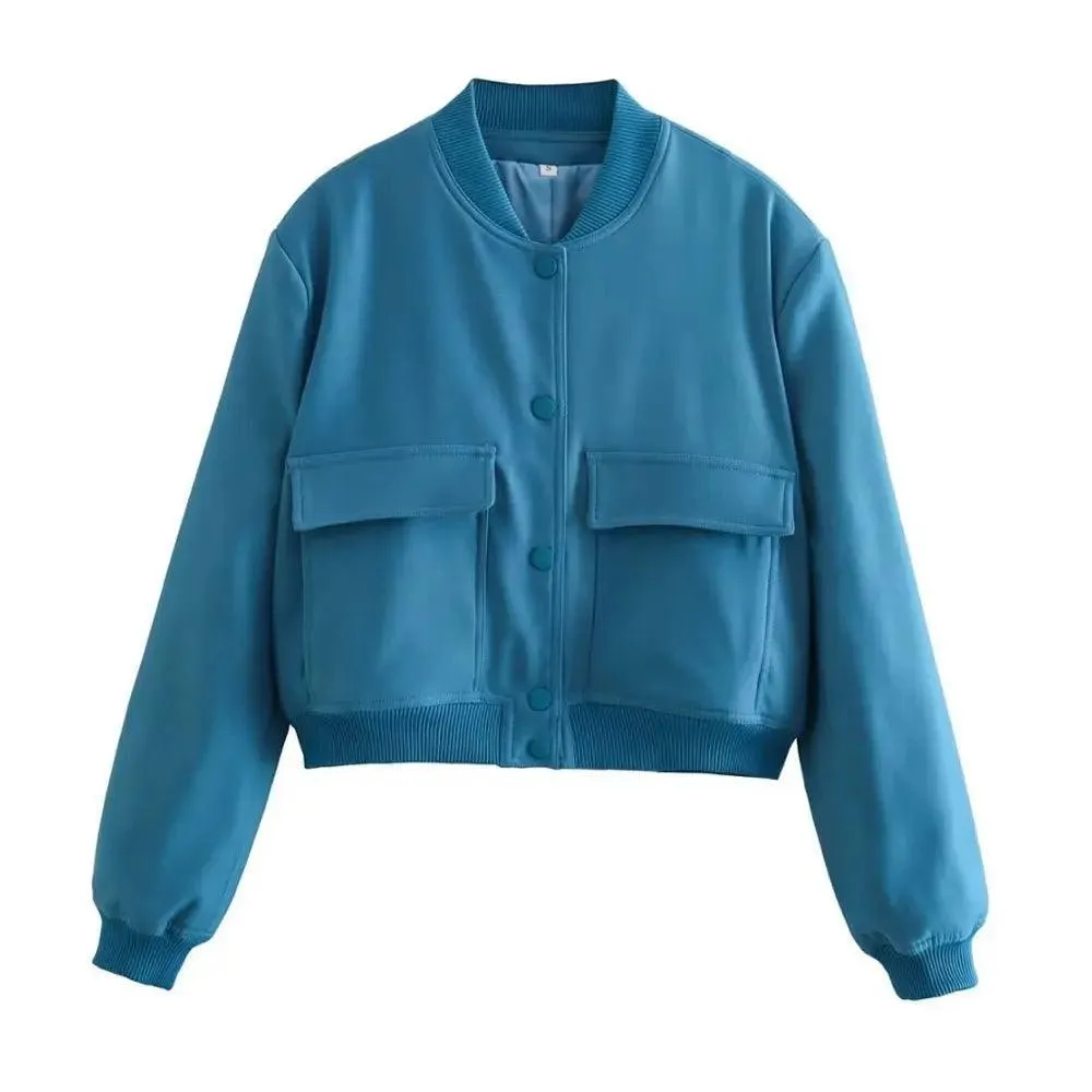 TRAF Women Vintage Bomber Jacket: Stylish Outerwear for Any Occasion