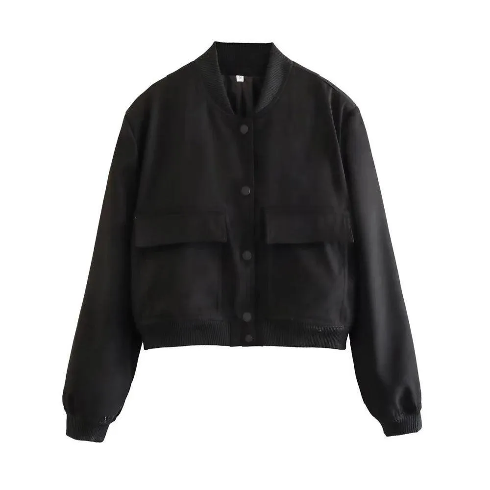 TRAF Women Vintage Bomber Jacket: Stylish Outerwear for Any Occasion