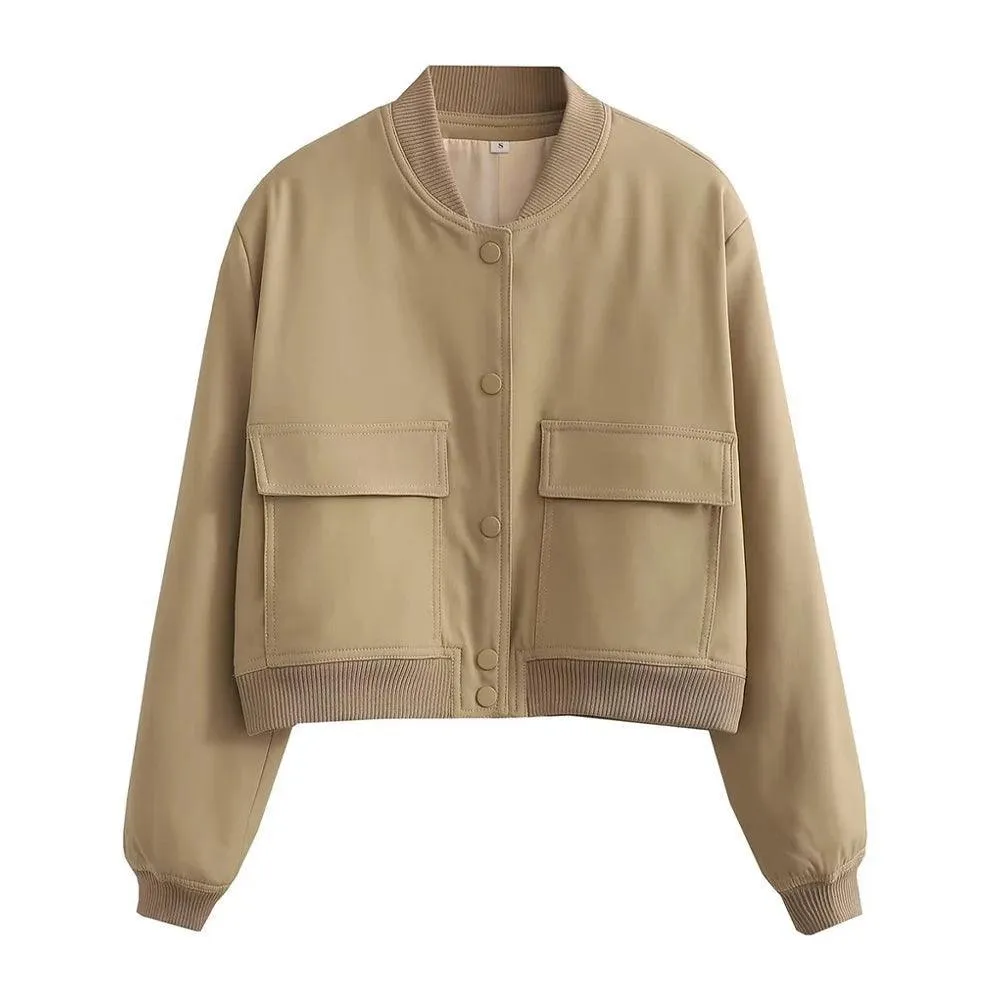 TRAF Women Vintage Bomber Jacket: Stylish Outerwear for Any Occasion