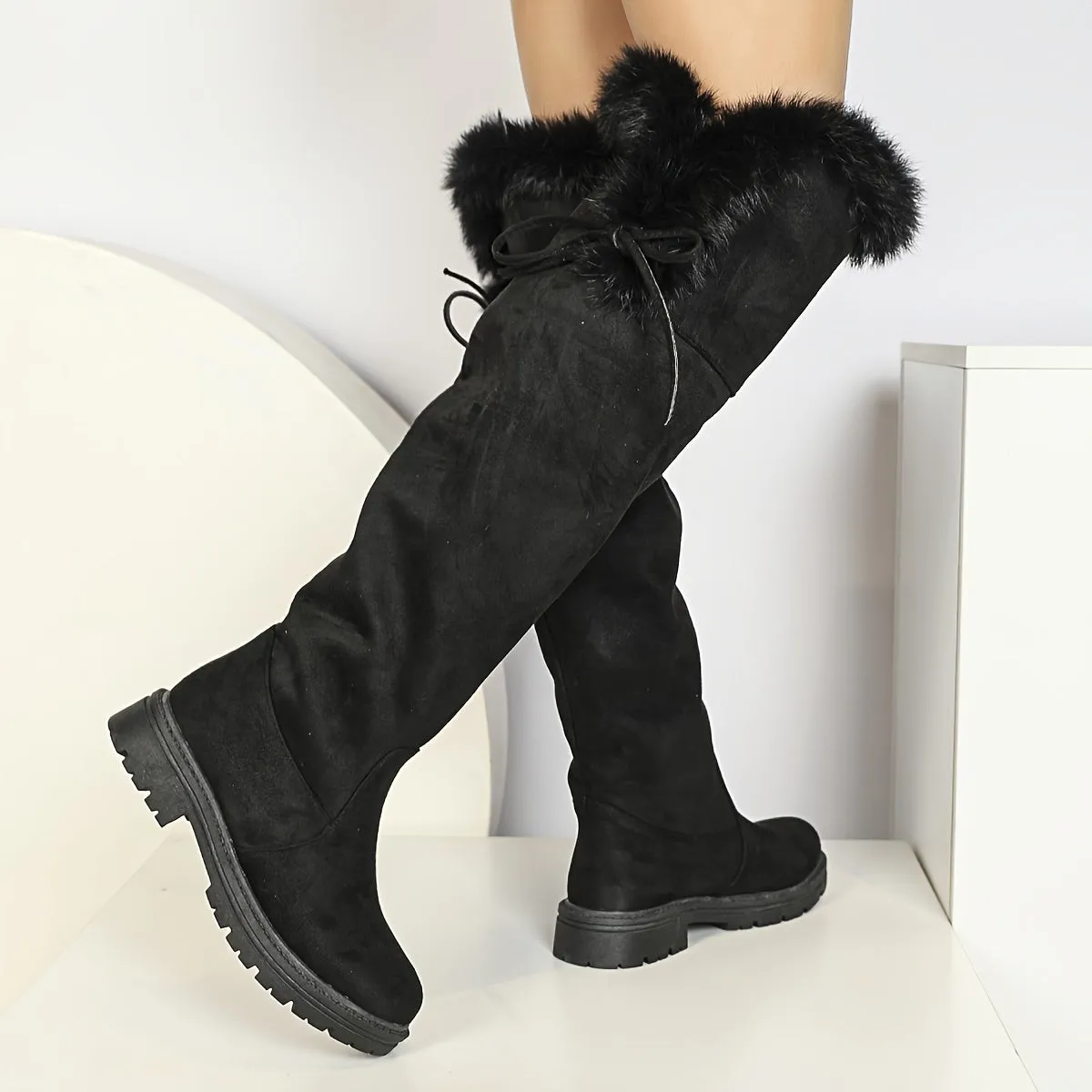 Women's Knee High Winter Boots, Soft Sole Pull On Warm Thermal Lining Snow Boots, Non-slip Perfect For Cold Weather