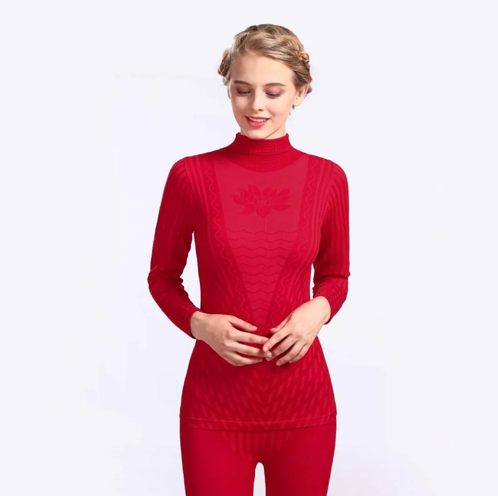 Women's Turtleneck Knitted Thermal Long Johns