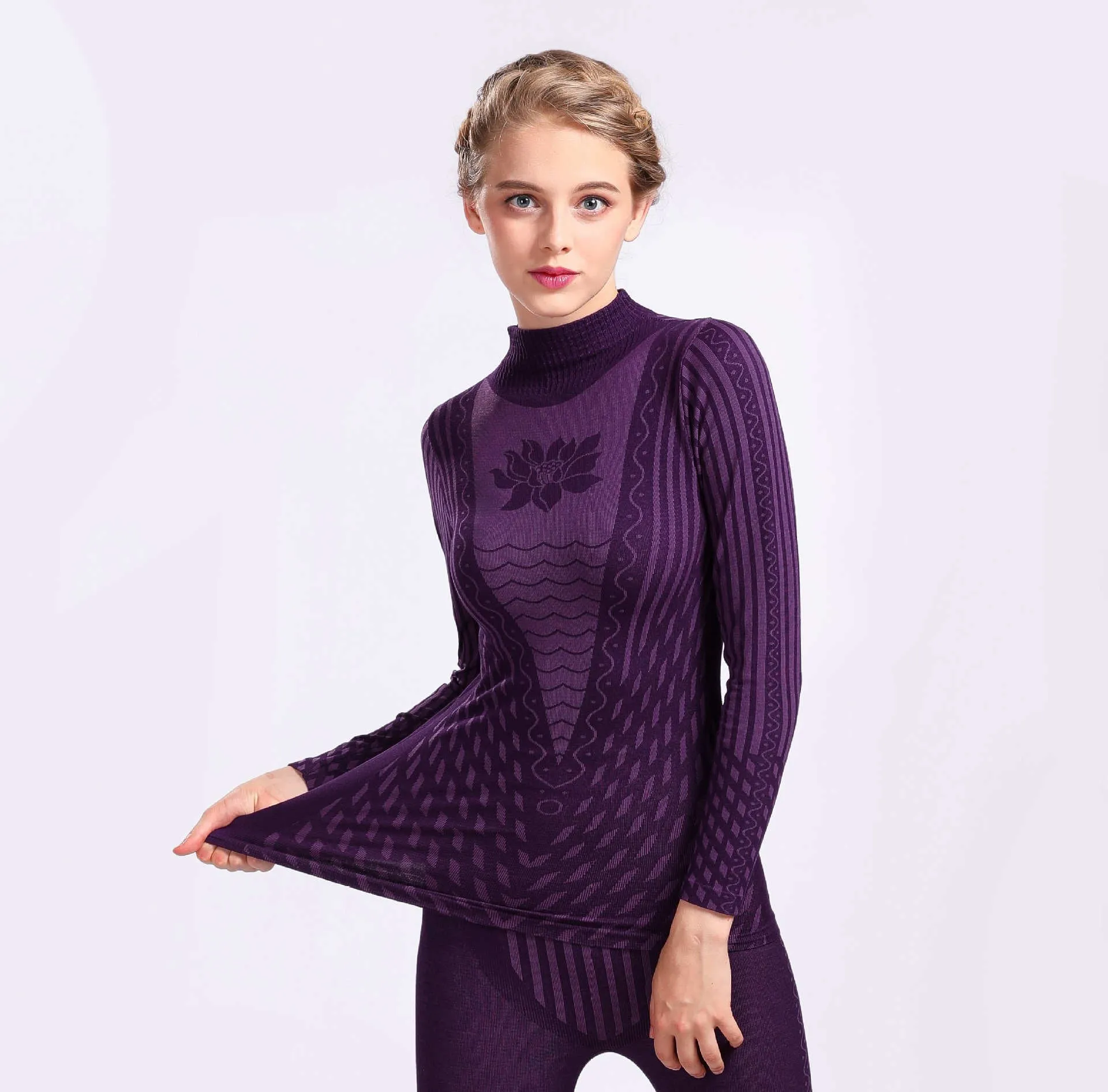 Women's Turtleneck Knitted Thermal Long Johns