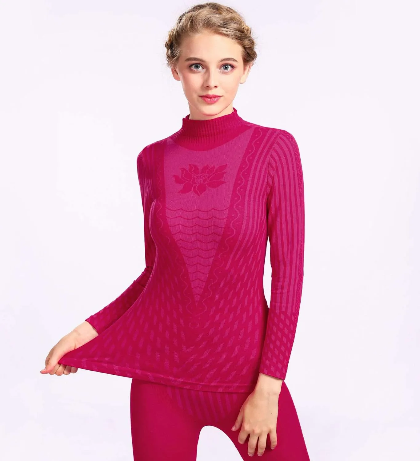 Women's Turtleneck Knitted Thermal Long Johns