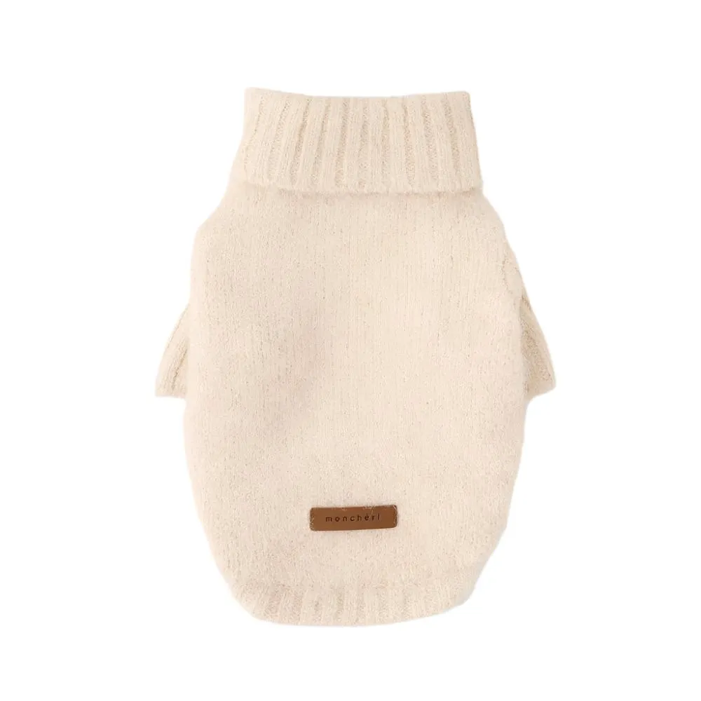 wool blend turtleneck sweater - beige